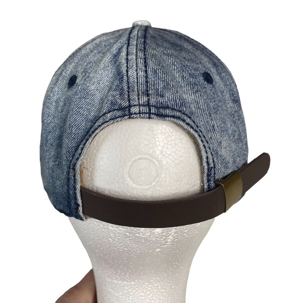 Blessed Ball Cap Pastel Rainbow Acid Wash Denim Look Blue Adjustable Strapback - Picture 4 of 15